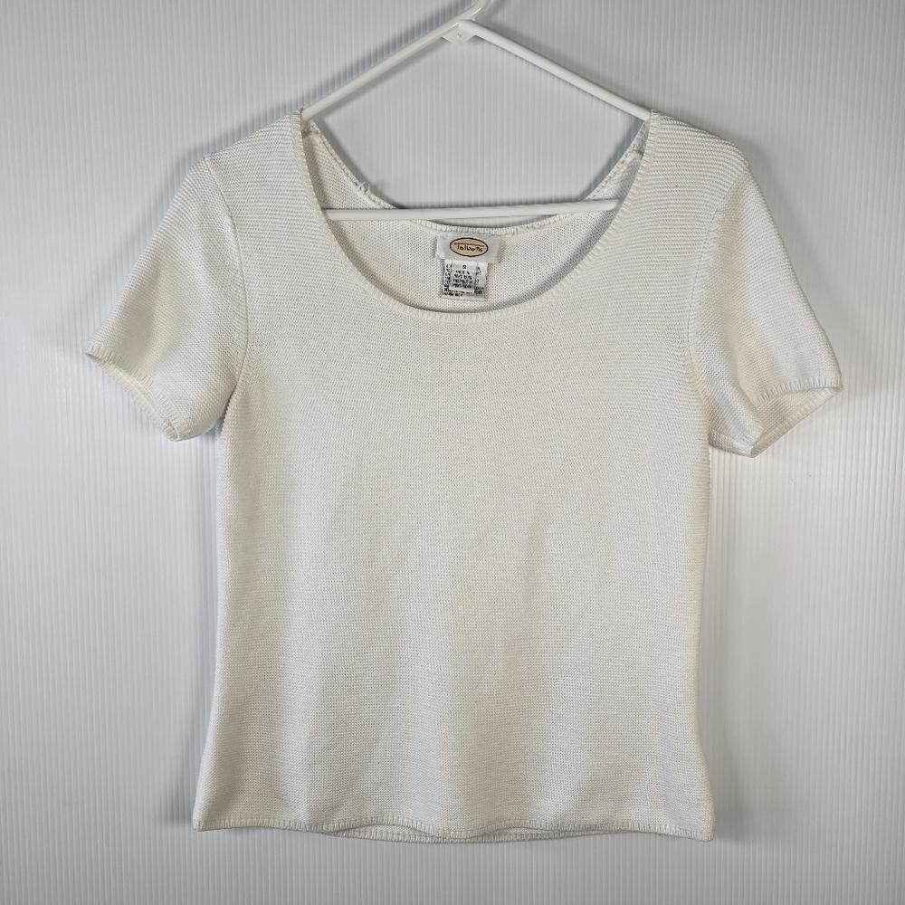 Talbots Women's White Short Sleeve Knit Pullover Sweater Size 8